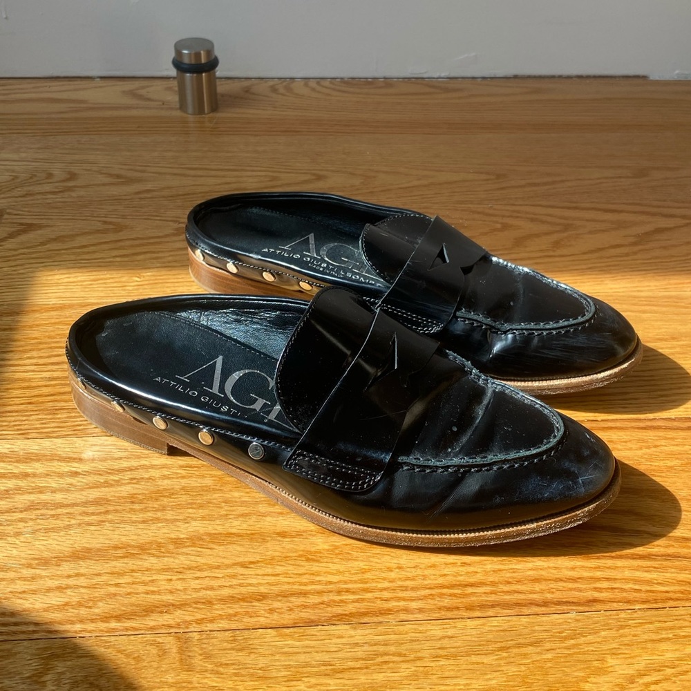 AGL Black Backless Loafers